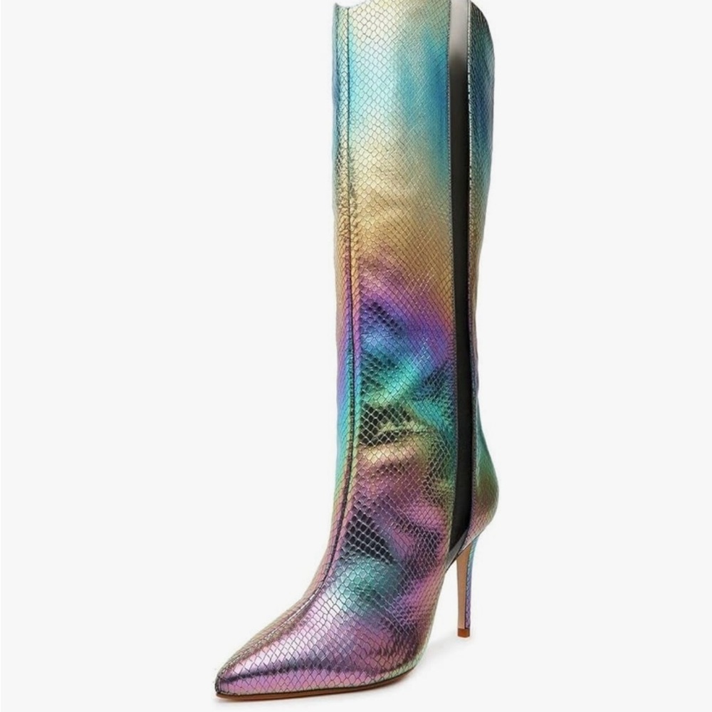 SCHUTZ Multicolor Iridescent Heeled Boots never worn Rainbow Pride Festival